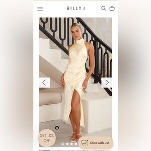 Yellow High-Neck Satin Midi Dress bridesmaid